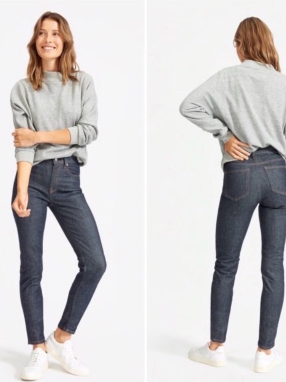 Everlane High Rise Skinny Jeans Dark Wash Rigid Japanese Denim Ankle 31